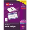 Avery 4 in. x 3 in. Top Load Clip-Style Name Badge Holder with Laser/Inkjet Insert - White (40/Box)
