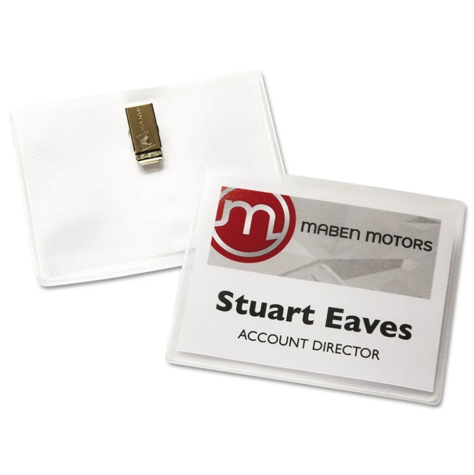 Avery 4 in. x 3 in. Top Load Clip-Style Name Badge Holder with Laser/Inkjet Insert - White (40/Box)