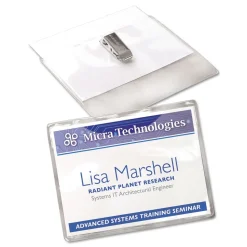 Avery 4 in. x 3 in. Top Load Clip-Style Name Badge Holder with Laser/Inkjet Insert - White (40/Box)