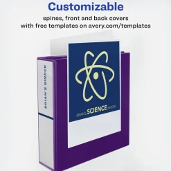 Avery 3 One Touch EZD Rings 2 in. Capacity 11 in. x 8.5 in. Heavy-Duty View Binder with DuraHinge - Purple (6/Carton)