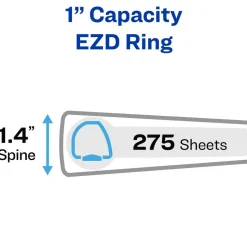 Avery 3 One Touch EZD Rings 1 in. Capacity 11 in. x 8.5 in. Heavy-Duty View Binder with DuraHinge - Navy Blue (12/Carton)