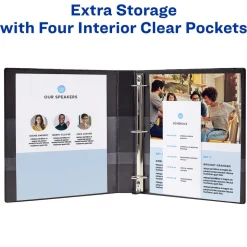 Avery 3 One Touch EZD Rings 1 in. Capacity 11 in. x 8.5 in. Heavy-Duty View Binder with DuraHinge - Navy Blue (12/Carton)