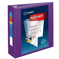 Avery 3 One Touch EZD Rings 3 in. Capacity 11 in. x 8.5 in. Heavy-Duty View Binder with DuraHinge - Purple (4/Carton)