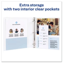 Avery 3 Round Rings 1 in. Capacity 14 in. x 8.5 in. Legal Durable View Binder - White