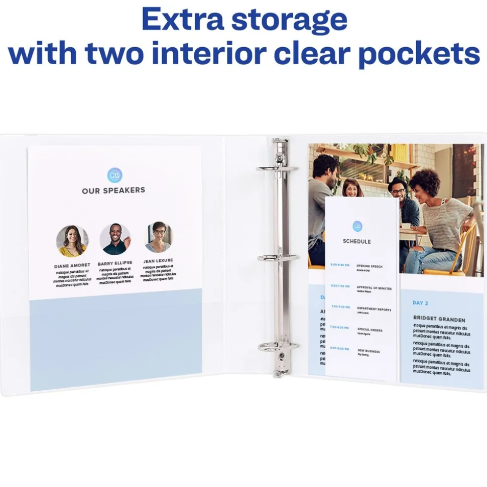 Avery 3 Slant Rings 1 in. Capacity 11 in. x 8.5 in. Durable View Binder with DuraHinge - White (12/Carton)