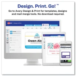 Avery 4 x 3 Top-Load Clip-Style Name Badge Holder with Laser/Inkjet Insert - White (100/Box)
