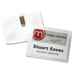 Avery 4 x 3 Top-Load Clip-Style Name Badge Holder with Laser/Inkjet Insert - White (100/Box)