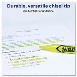 Avery HI-LITER Desk-Style Chisel Tip Highlighters - Fluorescent Yellow Ink/Black Barrel (200/Box)