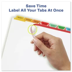 Avery Index Maker 11 in. x 8.5 in. 8-Tab Traditional Color Print and Apply Clear Label Dividers - Assorted (25/Box)