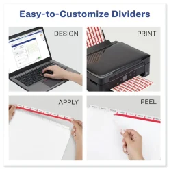 Avery Index Maker 11 in. x 8.5 in. 8-Tab Traditional Color Print and Apply Clear Label Dividers - Assorted (25/Box)
