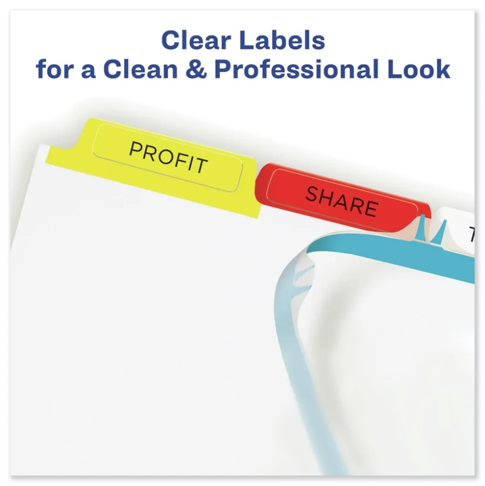 Avery Index Maker 11 in. x 8.5 in. 5-Tab Traditional Color Print and Apply Clear Label Dividers - Assorted (25/Box)