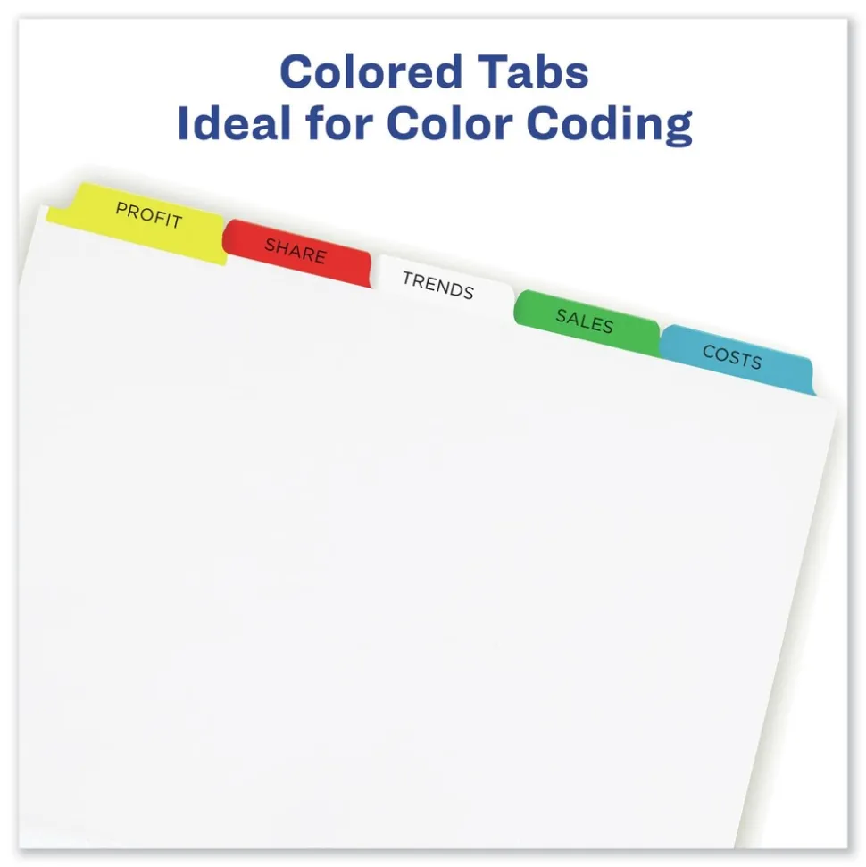 Avery Index Maker 11 in. x 8.5 in. 5-Tab Traditional Color Print and Apply Clear Label Dividers - Assorted (25/Box)