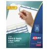 Avery Index Maker 11 in. x 8.5 in. 3-Tab Print and Apply Clear Label Dividers - White (25/Box)
