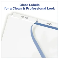 Avery Index Maker 11 in. x 8.5 in. 3-Tab Print and Apply Clear Label Dividers - White (25/Box)