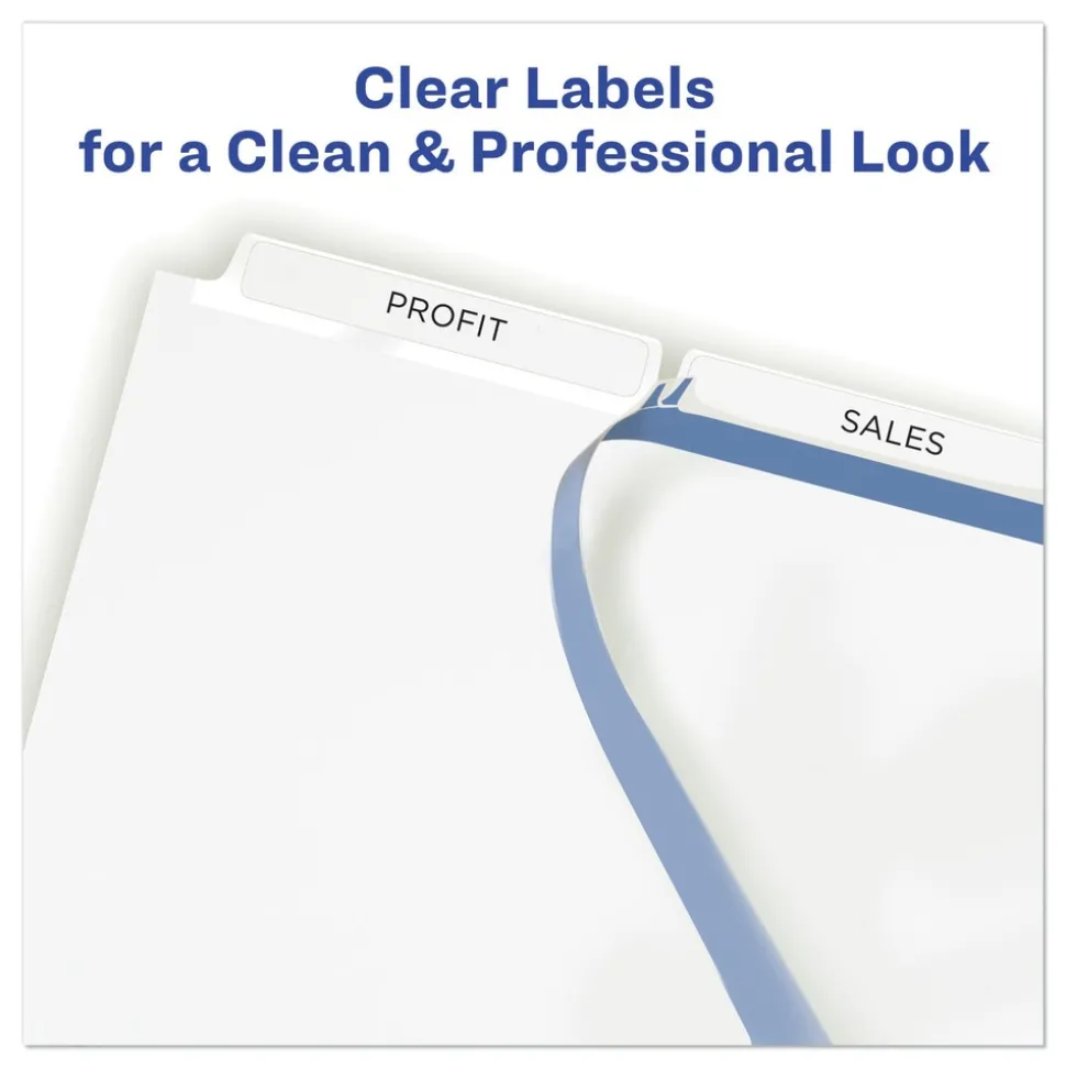 Avery Index Maker 11 in. x 8.5 in. 3-Tab Print and Apply Clear Label Dividers - White (25/Box)