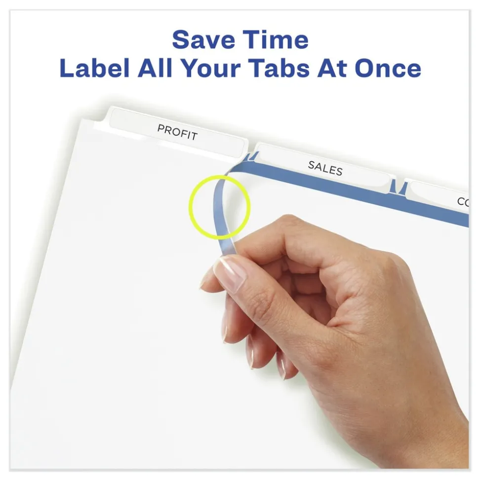 Avery Index Maker 11 in. x 8.5 in. 3-Tab Print and Apply Clear Label Dividers - White (25/Box)