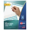 Avery Index Maker 11 in. x 8.5 in. 5-Tab Print and Apply Clear Label Dividers - White (25/Box)