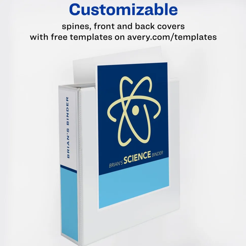 Avery One Touch EZD Rings 3 Rings 2 in. Capacity 11 in. x 8.5 in. Heavy-Duty DuraHinge View Binder - White (6/Carton)