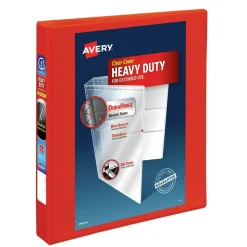 Avery One Touch EZD Rings 3 Rings 1 in. Capacity 11 in. x 8.5 in. Heavy-Duty DuraHinge View Binder - Red (12/Carton)
