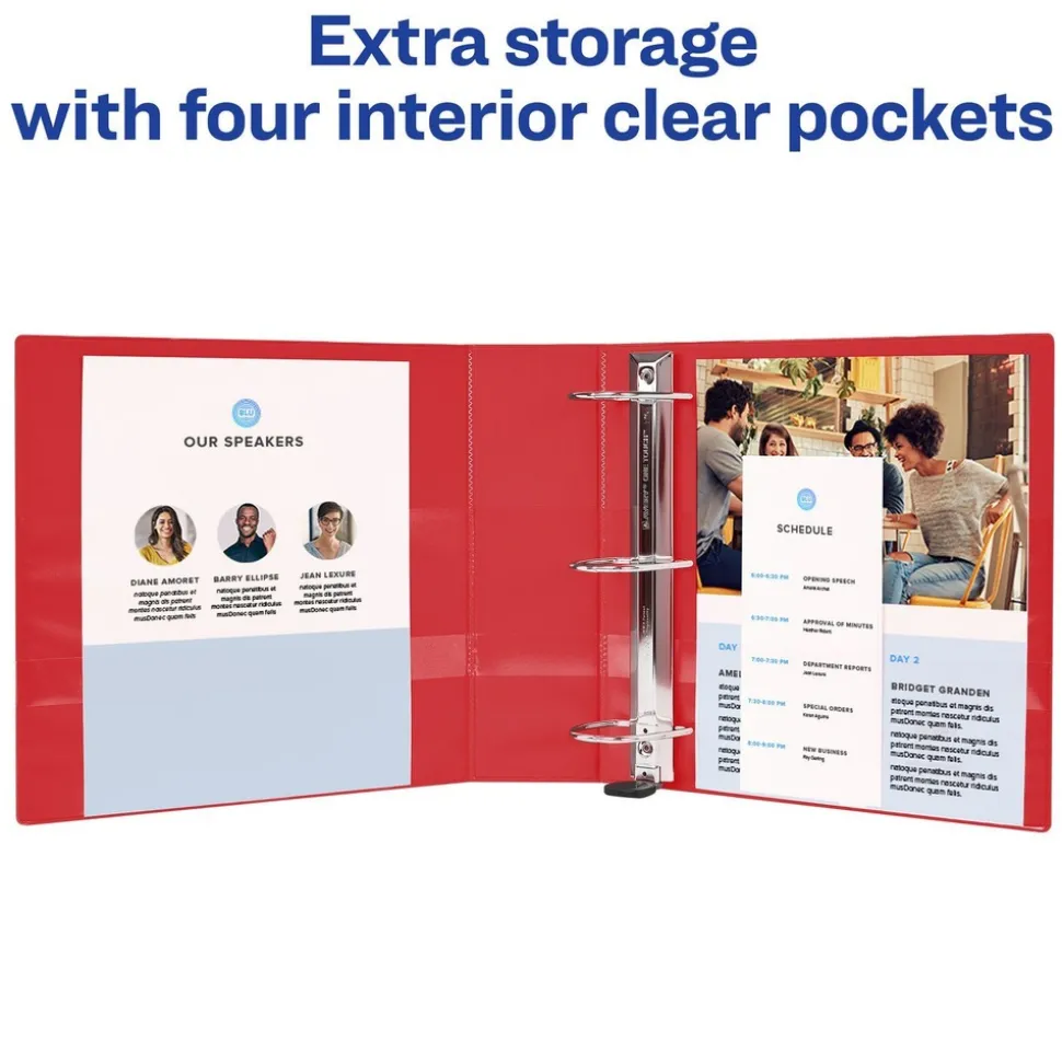 Avery One Touch EZD Rings 3 Rings 1 in. Capacity 11 in. x 8.5 in. Heavy-Duty DuraHinge View Binder - Red (12/Carton)