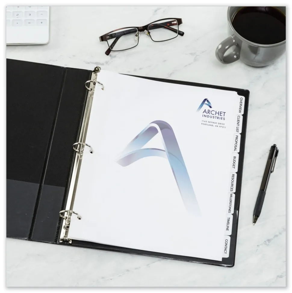 Avery Print-On 11 in. x 8.5 in. 8-Tab 3-Hole Customizable Punched Dividers - White (200/Pack)