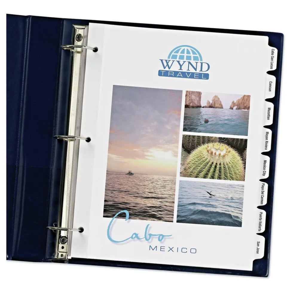 Avery Print-On 11 in. x 8.5 in. 8-Tab 3-Hole Customizable Punched Dividers - White (200/Pack)