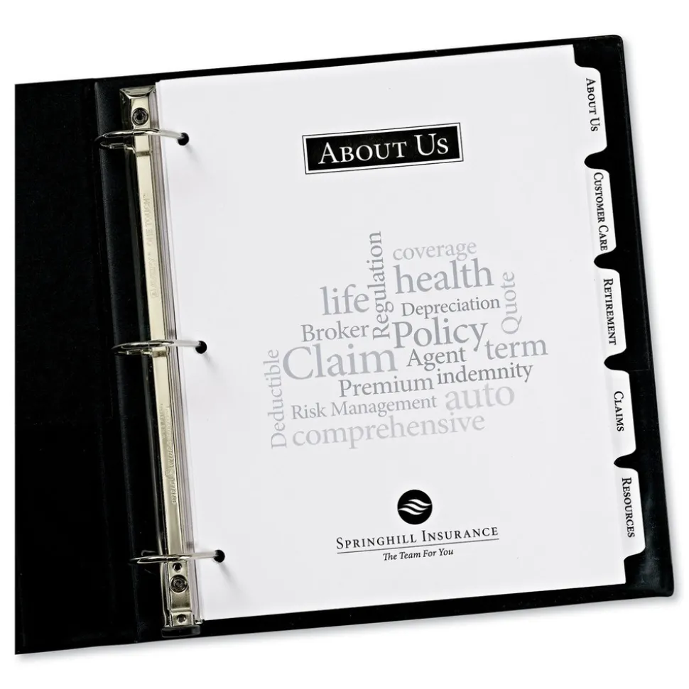 Avery Print-On 11 in. x 8.5 in. 5-Tab 3-Hole Customizable Punched Dividers - White (125/Pack)
