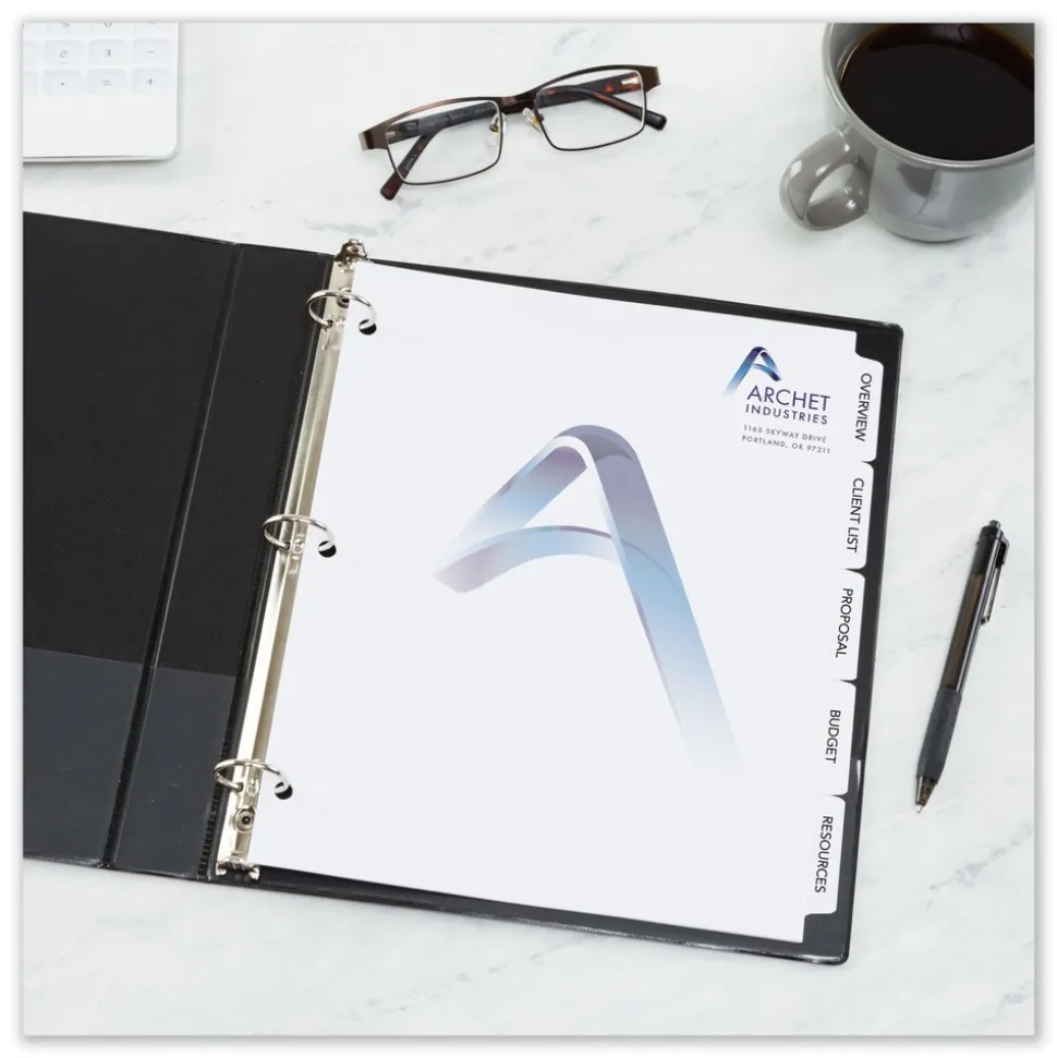 Avery Print-On 11 in. x 8.5 in. 5-Tab 3-Hole Customizable Punched Dividers - White (125/Pack)