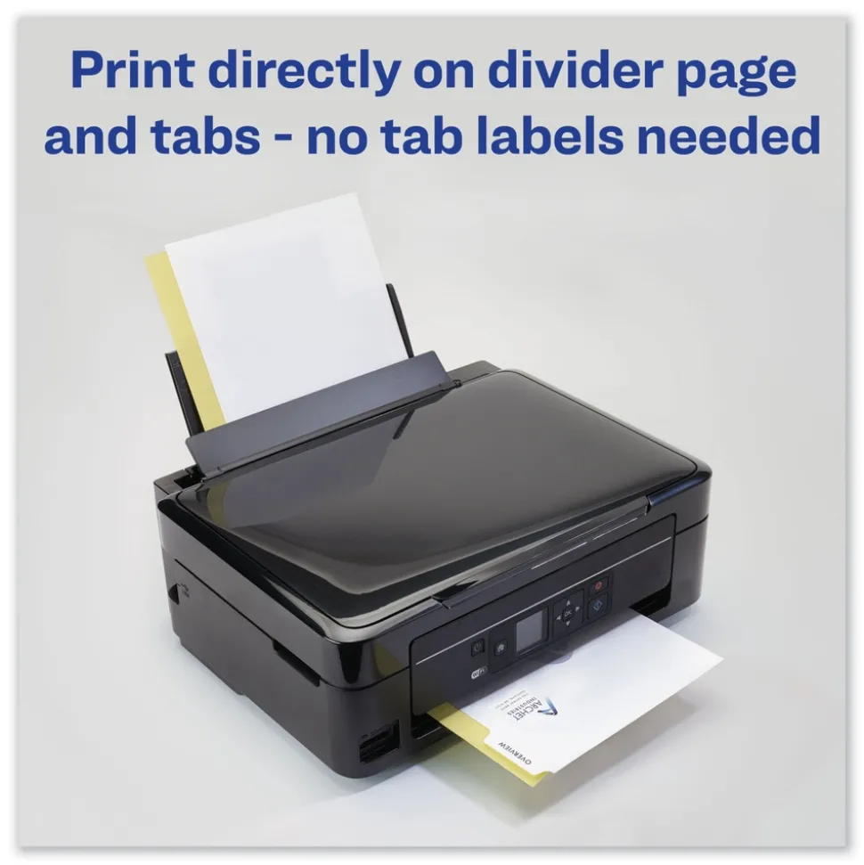 Avery Print-On 11 in. x 8.5 in. 5-Tab 3-Hole Customizable Punched Dividers - White (125/Pack)