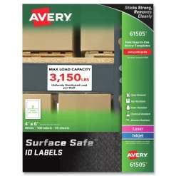 Avery Surface Safe 4 in. x 6 in. ID Labels - White (100/Box)