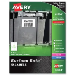 Avery Surface Safe 3 in. x 5 in. ID Labels - White (200/Box)