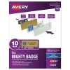 Avery The Mighty Badge 3 in. x 1 in. Horizontal Inkjet Name Badge Holder Kit - Gold (10/Pack)