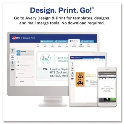 Avery White Shipping Labels-Bulk Packs, Inkjet/Laser Printers, 8.5 x 11, White, 500/Carton