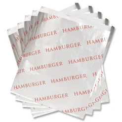 Bagcraft 300527 6 in. x 6.5 in. Foil Single-Serve Bags - Silver, Hamburger Design (1000/Carton)