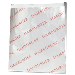 Bagcraft 300527 6 in. x 6.5 in. Foil Single-Serve Bags - Silver, Hamburger Design (1000/Carton)