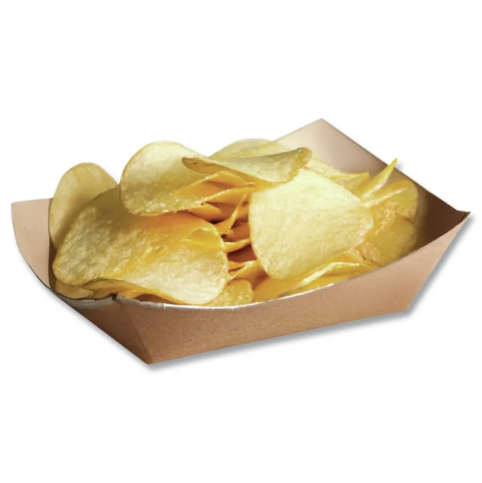 Bagcraft 300699 EcoCraft Paper Food Tray with 3-lb. Capacity - Natural (500/Carton)