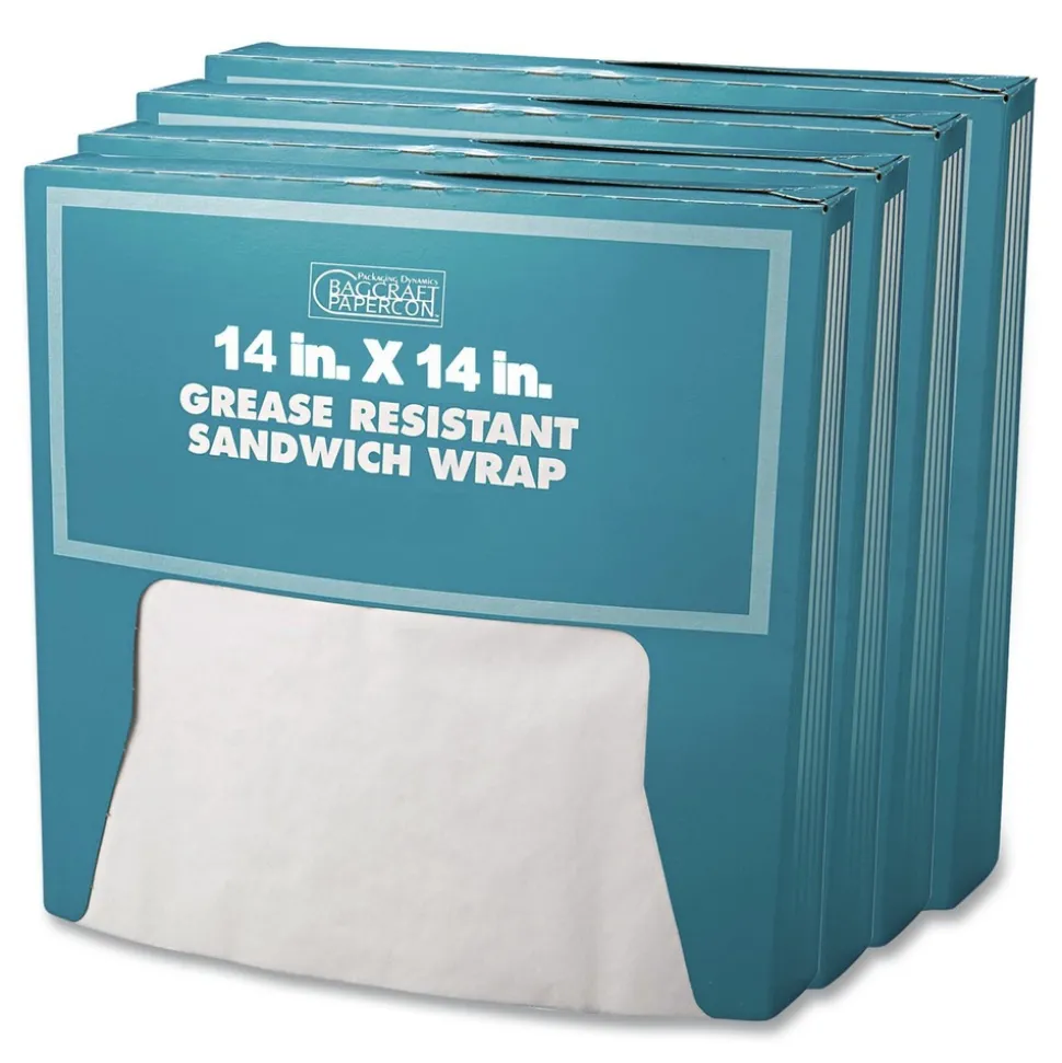 Bagcraft 14 x 14 Grease-Resistant Paper Wraps and Liners - White (4000/Carton)