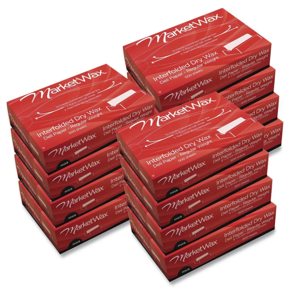 Bagcraft MarketWax 8 in. x 10.75 in. Interfolded Dry Wax Deli Paper - White (500/Box, 12 Boxes/Carton)