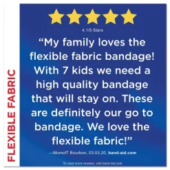 BAND-AID 1.75 in. x 4 in. Flexible Fabric Adhesive Bandages - Extra Large (10/Box)