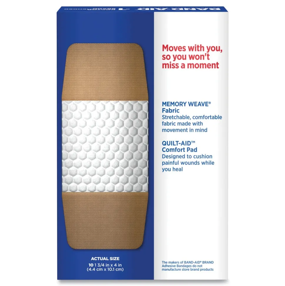 BAND-AID 1.75 in. x 4 in. Flexible Fabric Adhesive Bandages - Extra Large (10/Box)