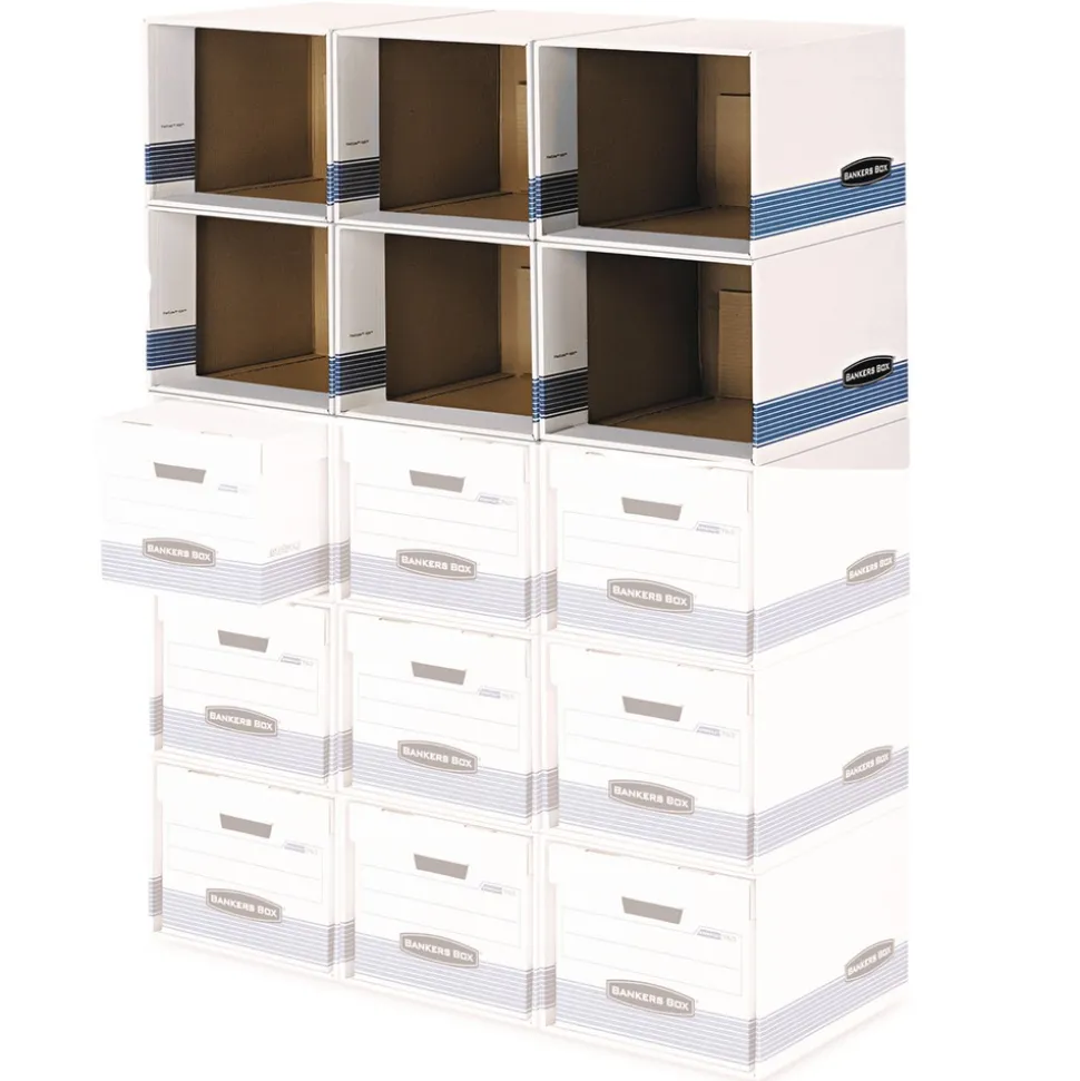 Bankers Box 23.75 in. x 19.75 in. Legal/Letter File/Cube Box Shell - White/Blue (6/Carton)