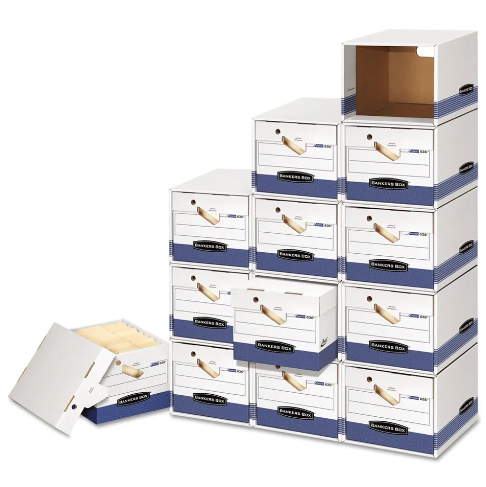 Bankers Box 23.75 in. x 19.75 in. Legal/Letter File/Cube Box Shell - White/Blue (6/Carton)