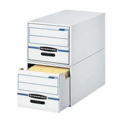 Bankers Box 16.75 in. x 19.5 in. x 11.5 in. STOR/DRAWER Basic Space-Savings Storage Drawers for Legal Files - White/Blue (6/Carton)
