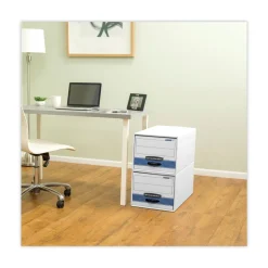 Bankers Box 16.75 in. x 19.5 in. x 11.5 in. STOR/DRAWER Basic Space-Savings Storage Drawers for Legal Files - White/Blue (6/Carton)