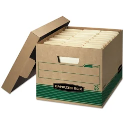 Bankers Box 12.5 in. x 16.25 in. x 10.25 in. STOR/FILE Medium-Duty 100% Recycled Letter/Legal Storage Boxes - Kraft (20/Carton)