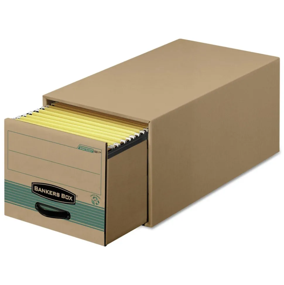 Bankers Box 14 in. x 25.5 in. x 11.5 in. STOR/DRAWER STEEL PLUS Letter Storage Drawers - Kraft/Green (6/Carton)