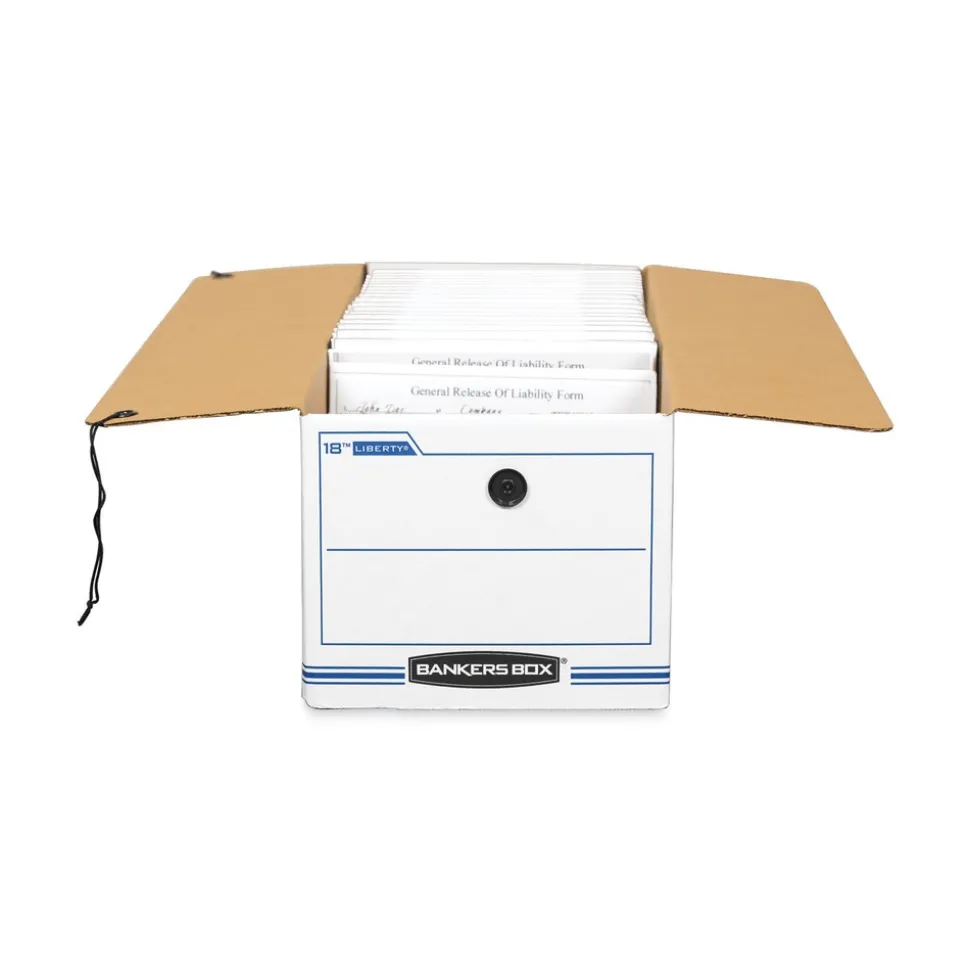 Bankers Box Liberty 9 in. x 24.25 in. x 7.5 in. Check and Form Boxes - White/Blue (12/Carton)