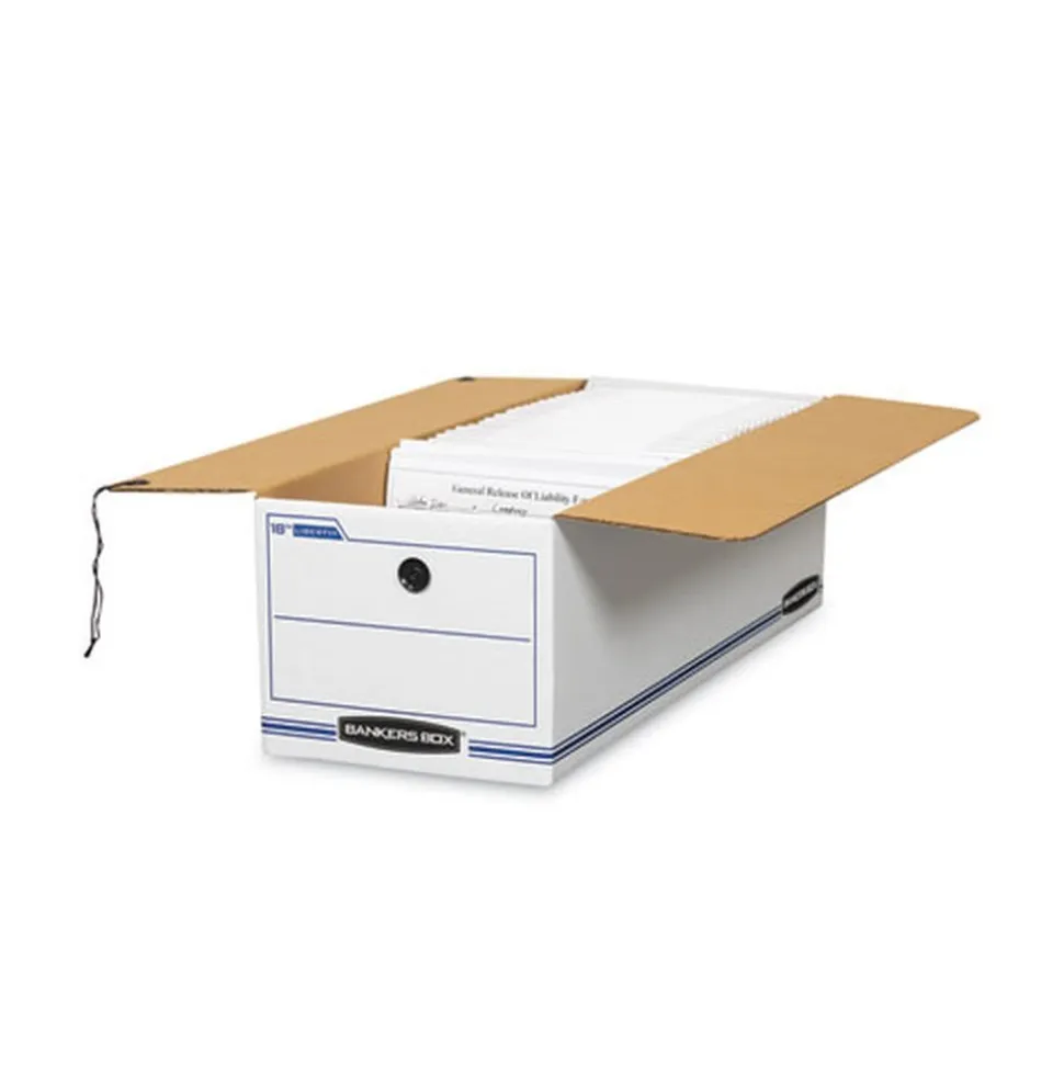 Bankers Box Liberty 9 in. x 24.25 in. x 7.5 in. Check and Form Boxes - White/Blue (12/Carton)