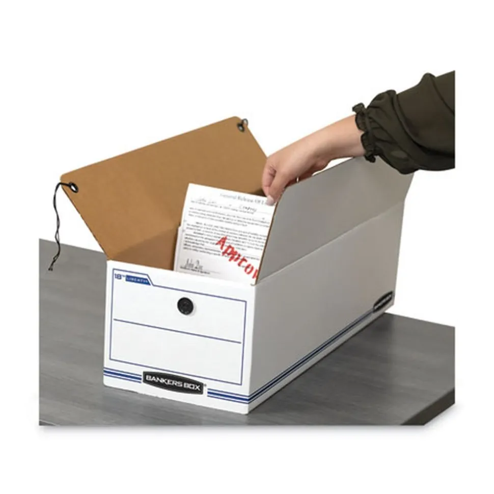 Bankers Box Liberty 9 in. x 24.25 in. x 7.5 in. Check and Form Boxes - White/Blue (12/Carton)