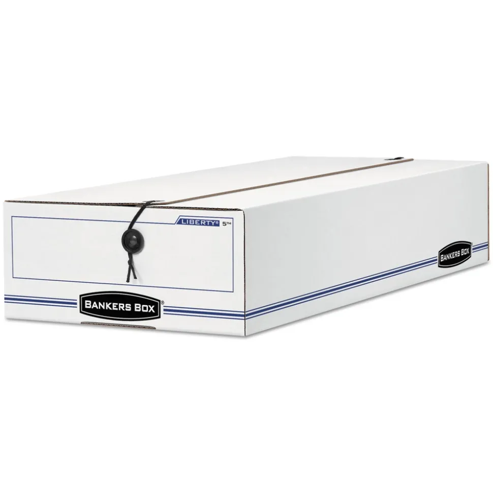 Bankers Box Liberty 9 in. x 24 in. x 6.38 in. Check and Form Boxes - White/Blue (12/Carton)